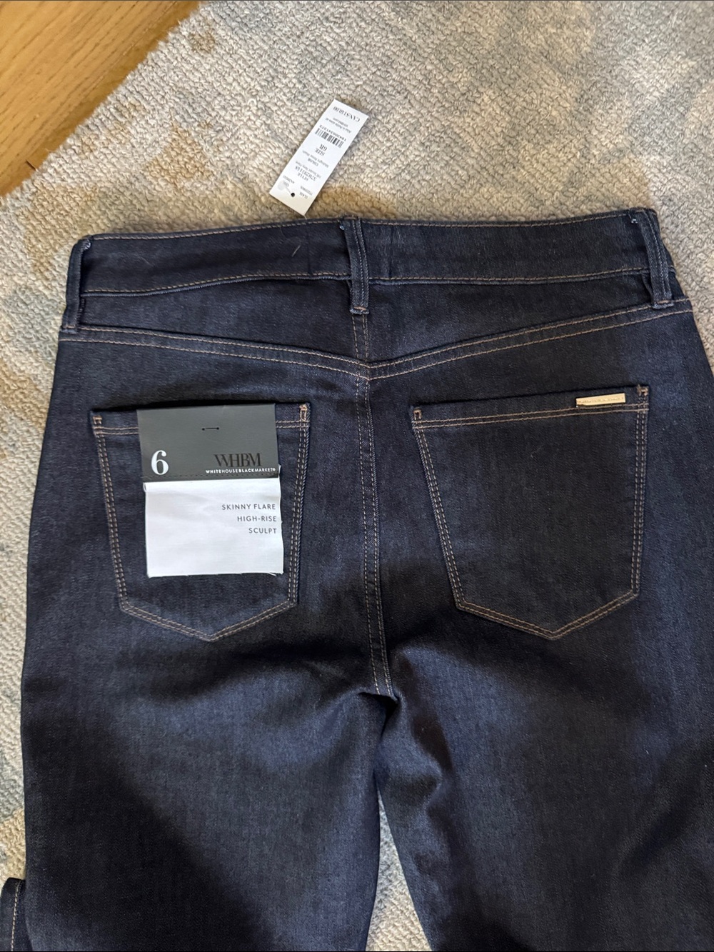 White House Black Market Dark Indigo Skinny Flare Jeans - Picture 5 of 10